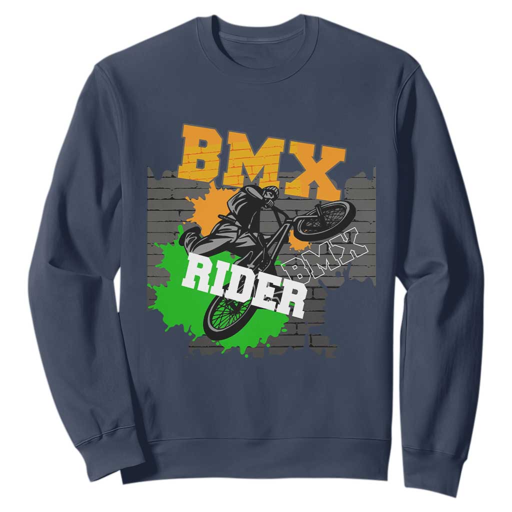 BMX Rider Cyclist Bicycle Sweatshirt TS09 Navy Print Your Wear