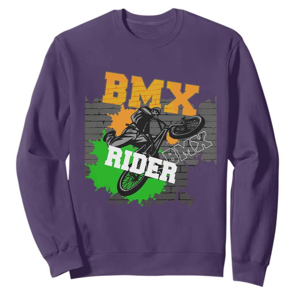 BMX Rider Cyclist Bicycle Sweatshirt TS09 Purple Print Your Wear