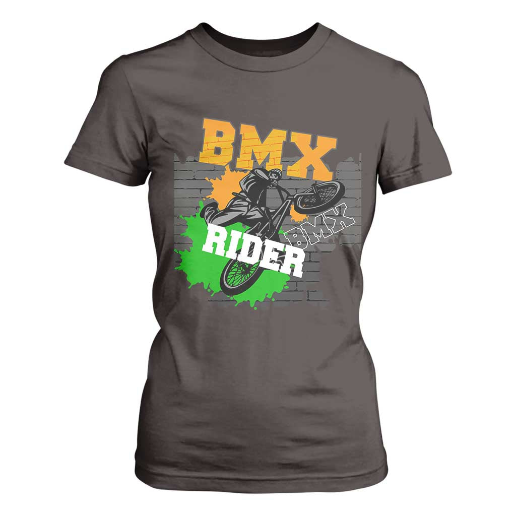 BMX Rider Cyclist Bicycle T Shirt For Women TS09 Dark Chocolate Print Your Wear