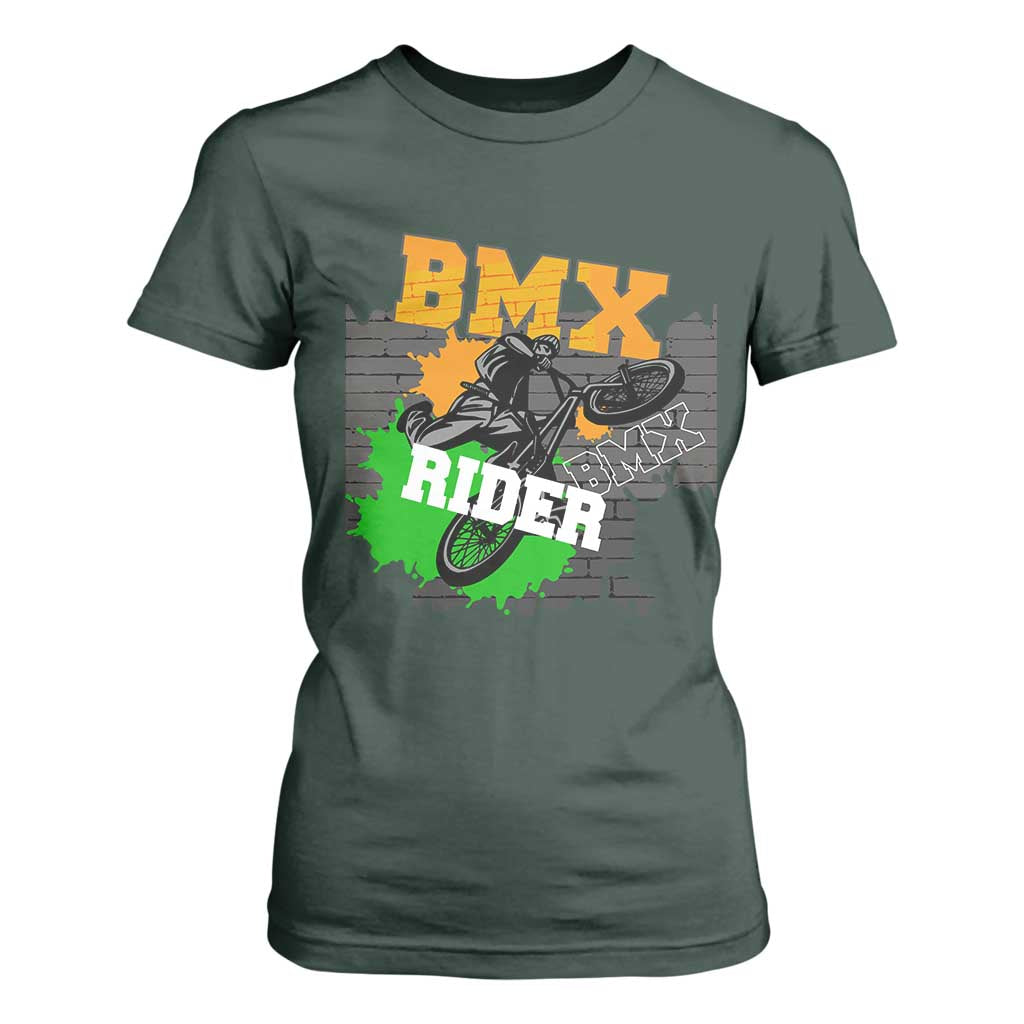 BMX Rider Cyclist Bicycle T Shirt For Women TS09 Dark Forest Green Print Your Wear
