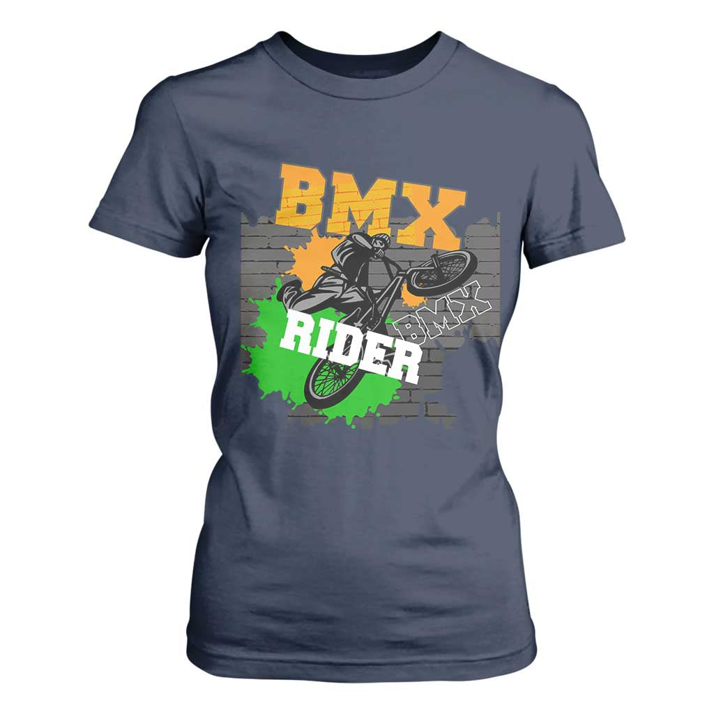 BMX Rider Cyclist Bicycle T Shirt For Women TS09 Navy Print Your Wear