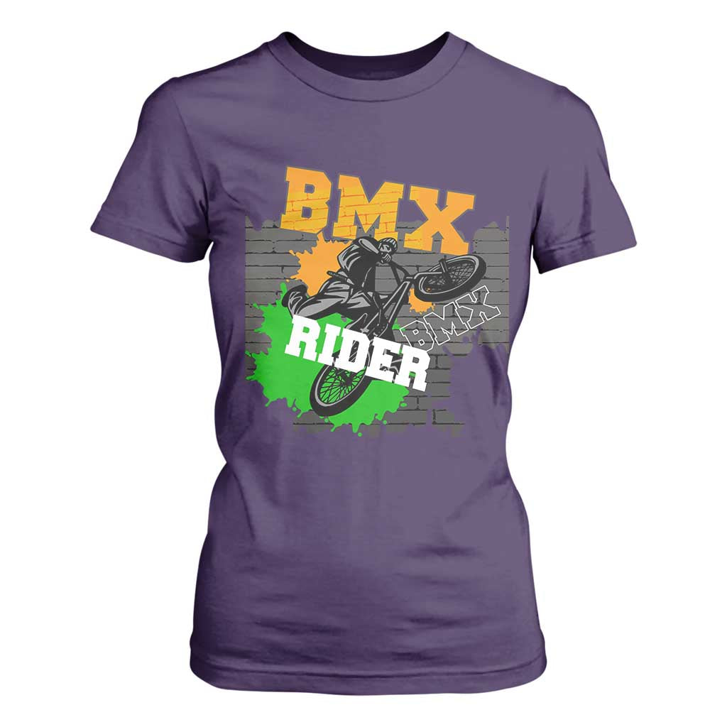 BMX Rider Cyclist Bicycle T Shirt For Women TS09 Purple Print Your Wear