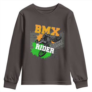 BMX Rider Cyclist Bicycle Youth Sweatshirt TS09 Dark Chocolate Print Your Wear