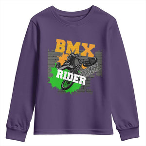 BMX Rider Cyclist Bicycle Youth Sweatshirt TS09 Purple Print Your Wear