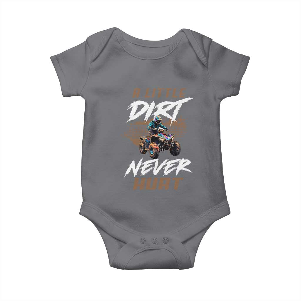 Quad Bike Baby Onesie A Little Dirt Never Hurt 4 Wheeler TS09 Charcoal Print Your Wear