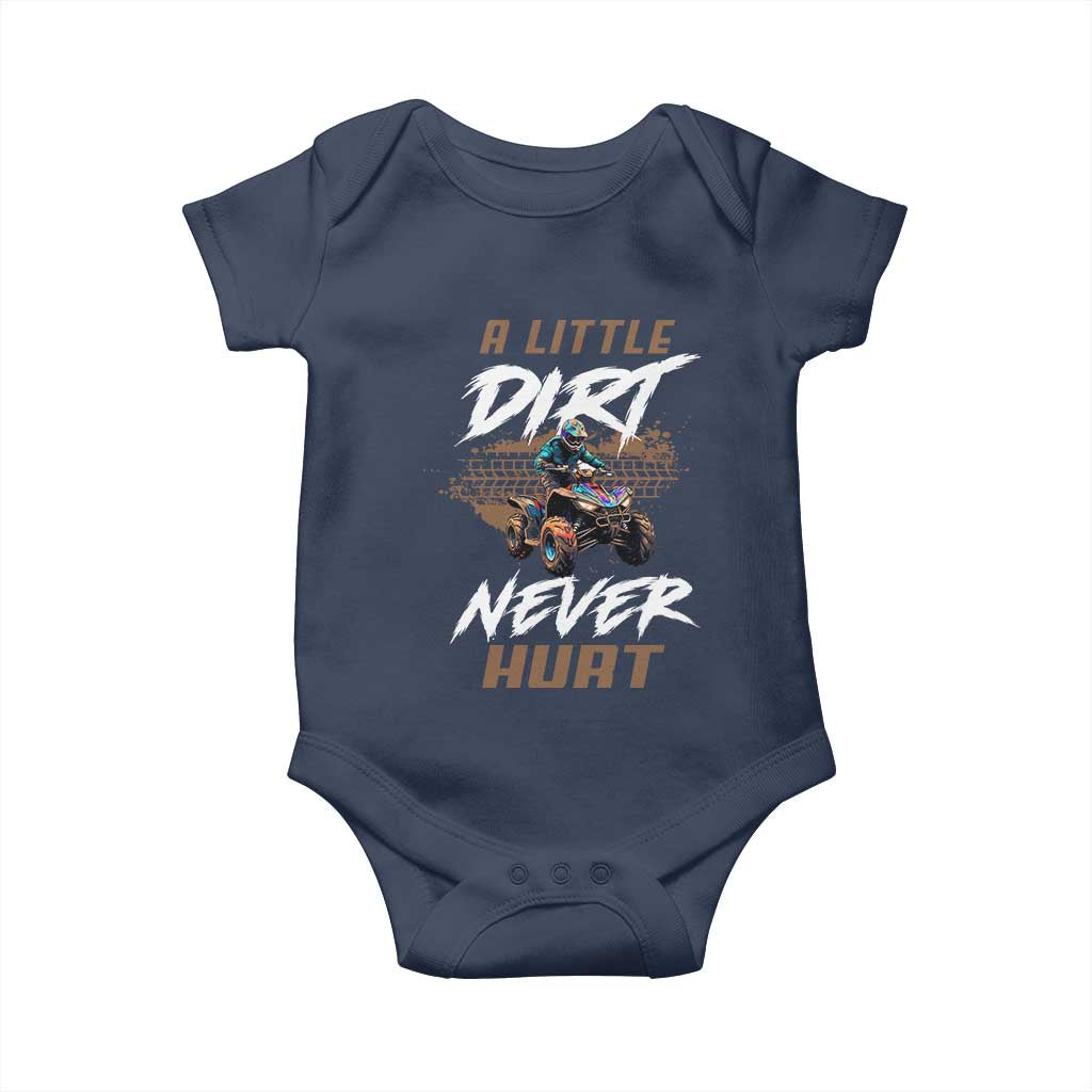 Quad Bike Baby Onesie A Little Dirt Never Hurt 4 Wheeler TS09 Navy Print Your Wear