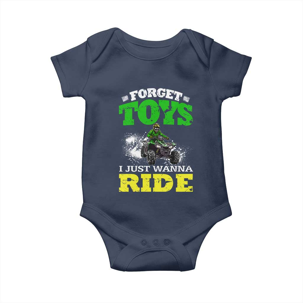 Funny Quad Bike Kid Baby Onesie Forget Toys I Just Wanna Ride TS09 Navy Print Your Wear