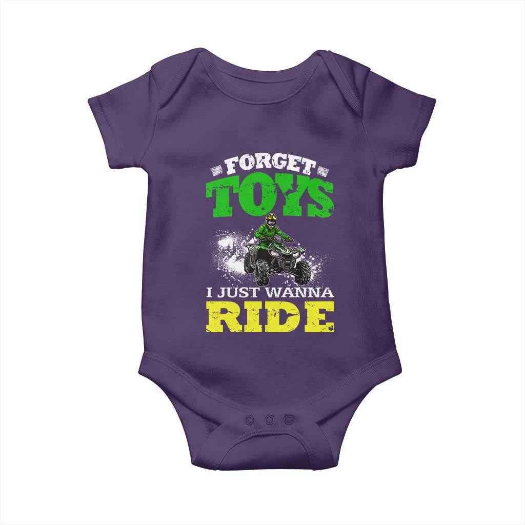 Funny Quad Bike Kid Baby Onesie Forget Toys I Just Wanna Ride TS09 Purple Print Your Wear