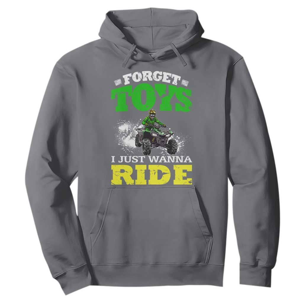 Funny Quad Bike Kid Hoodie Forget Toys I Just Wanna Ride TS09 Charcoal Print Your Wear