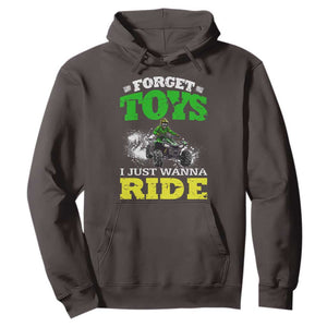 Funny Quad Bike Kid Hoodie Forget Toys I Just Wanna Ride TS09 Dark Chocolate Print Your Wear