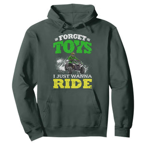 Funny Quad Bike Kid Hoodie Forget Toys I Just Wanna Ride TS09 Dark Forest Green Print Your Wear