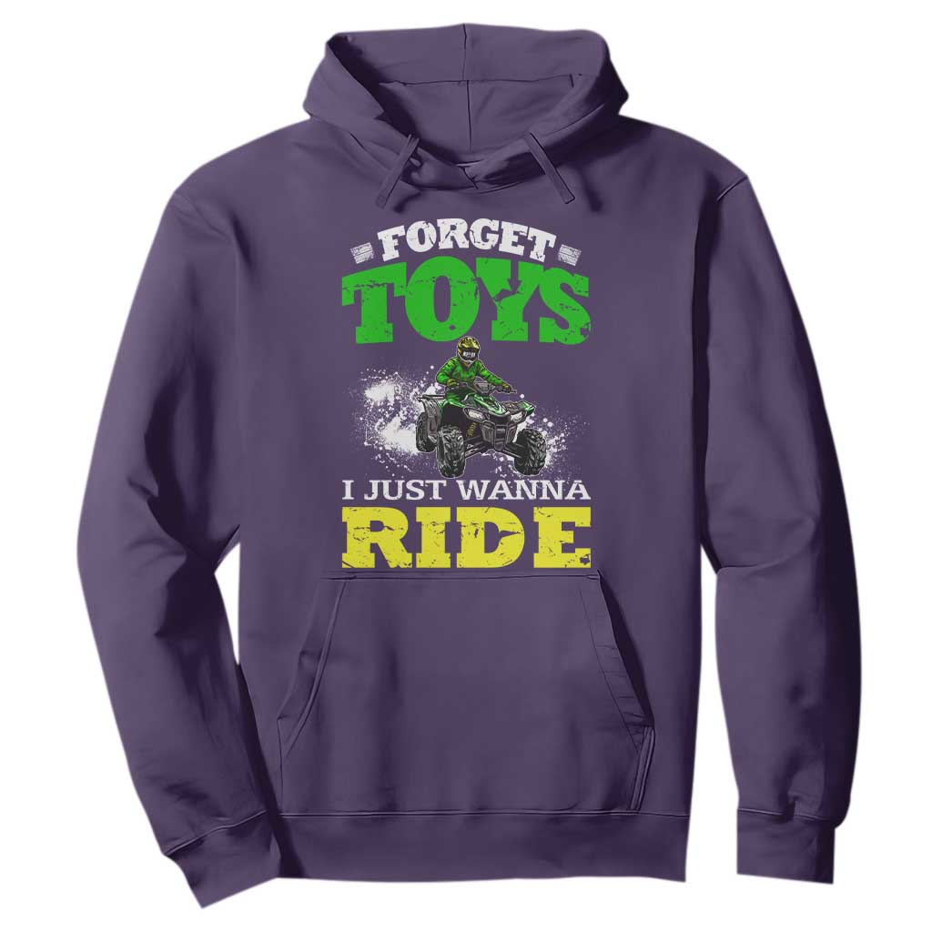 Funny Quad Bike Kid Hoodie Forget Toys I Just Wanna Ride TS09 Purple Print Your Wear