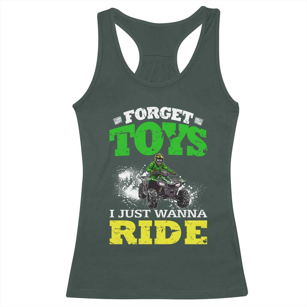 Funny Quad Bike Kid Racerback Tank Top Forget Toys I Just Wanna Ride TS09 Dark Forest Green Print Your Wear