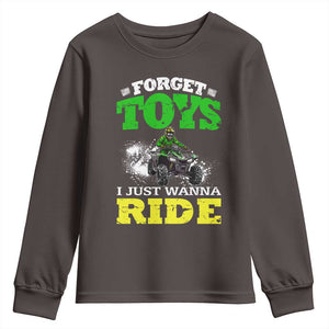 Funny Quad Bike Kid Youth Sweatshirt Forget Toys I Just Wanna Ride TS09 Dark Chocolate Print Your Wear