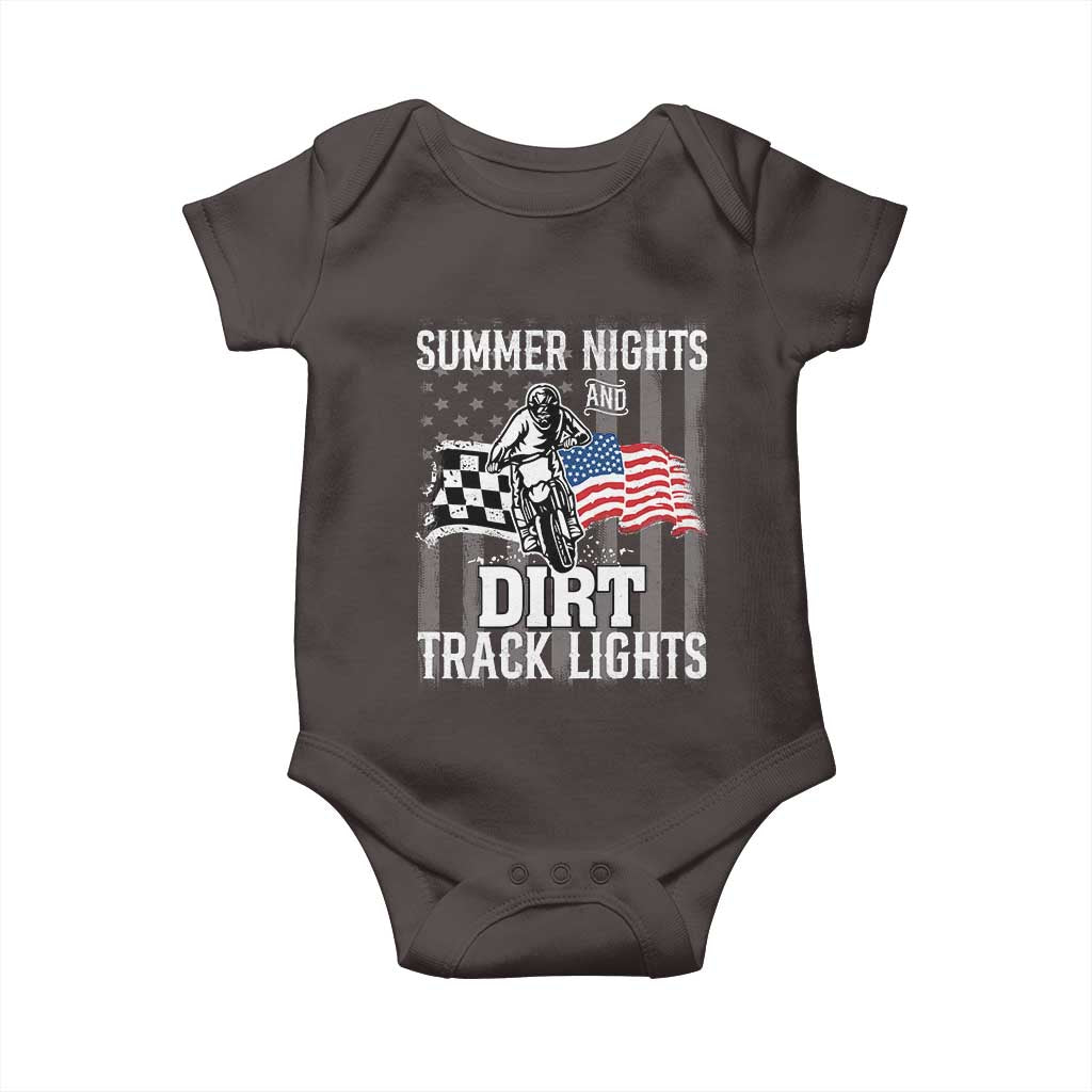 Dirt Bike Baby Onesie Summer Nights Dirt Track Lights Racing TS09 Dark Chocolate Print Your Wear