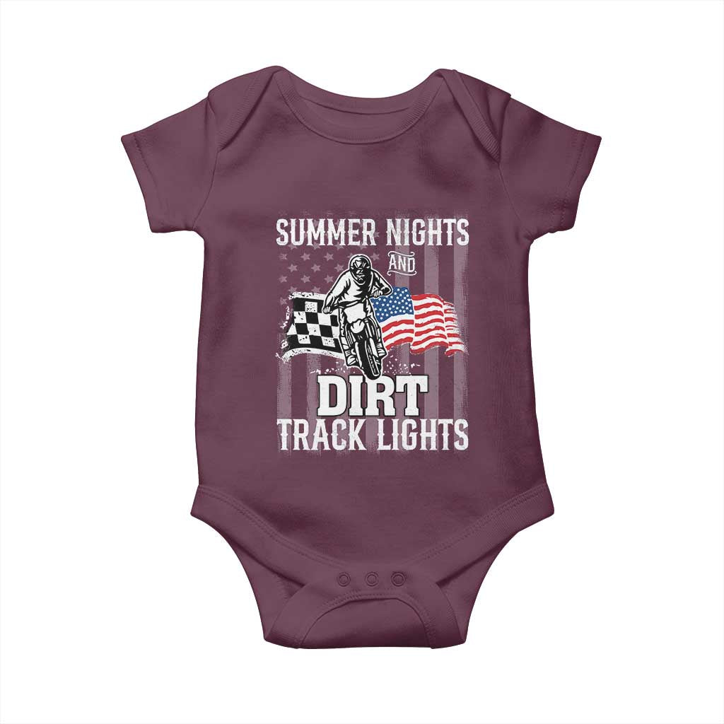 Dirt Bike Baby Onesie Summer Nights Dirt Track Lights Racing TS09 Maroon Print Your Wear