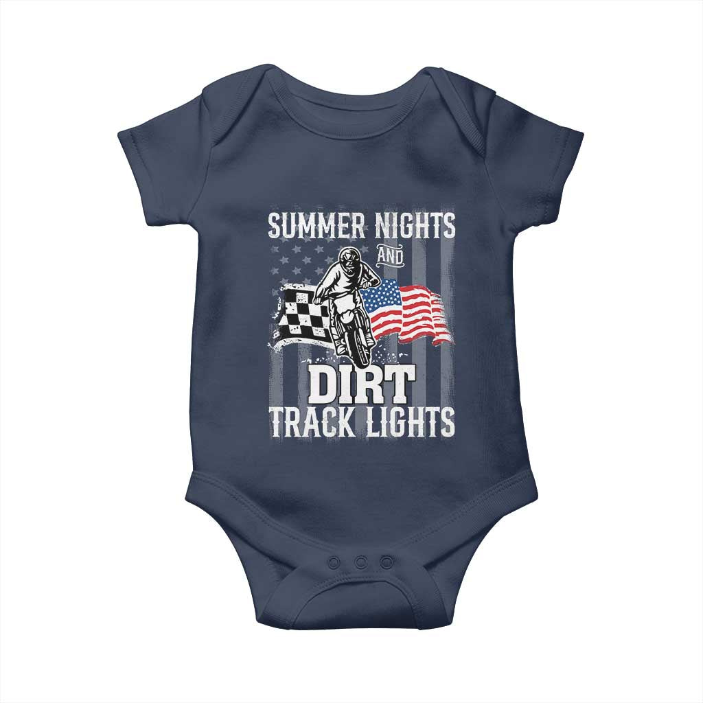 Dirt Bike Baby Onesie Summer Nights Dirt Track Lights Racing TS09 Navy Print Your Wear