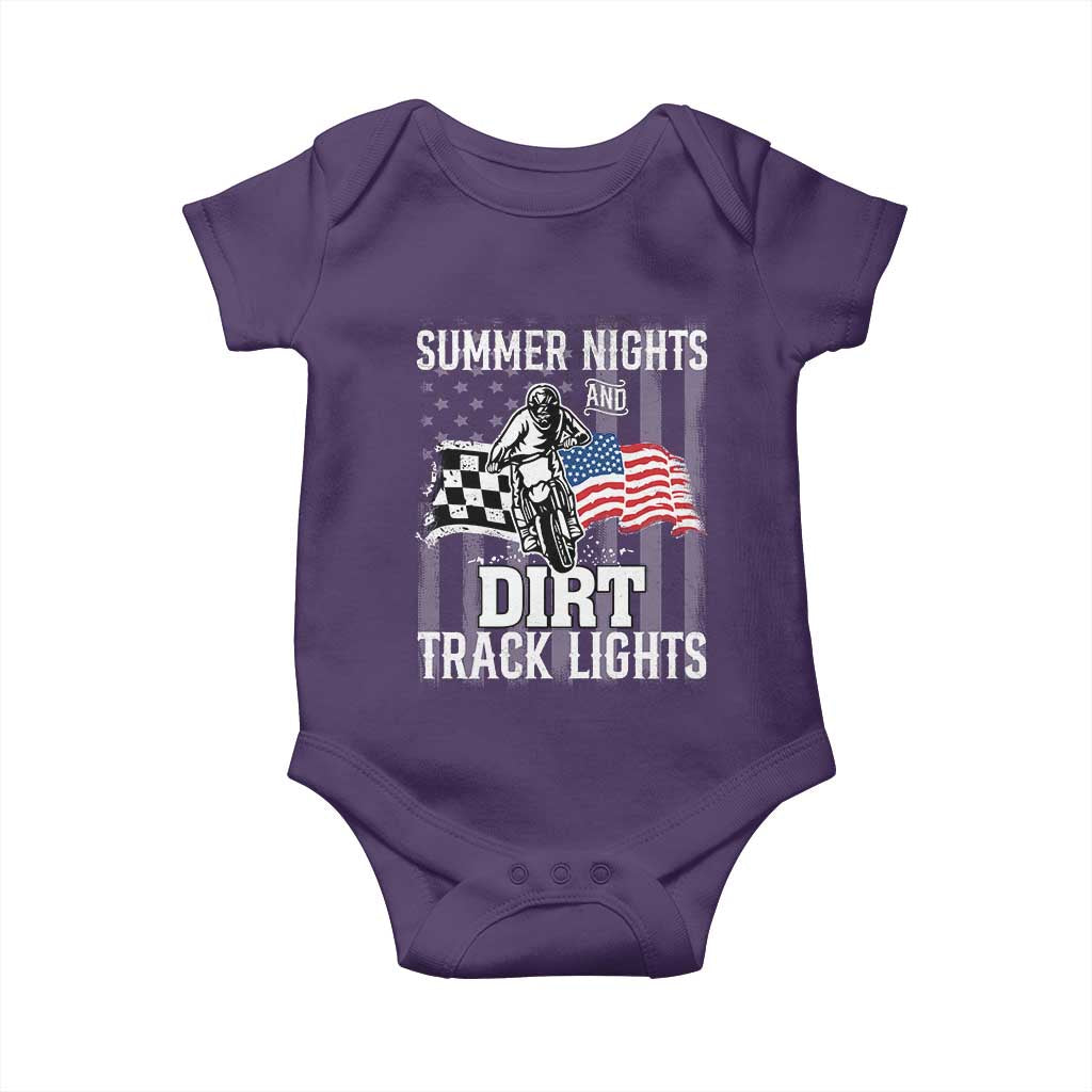 Dirt Bike Baby Onesie Summer Nights Dirt Track Lights Racing TS09 Purple Print Your Wear