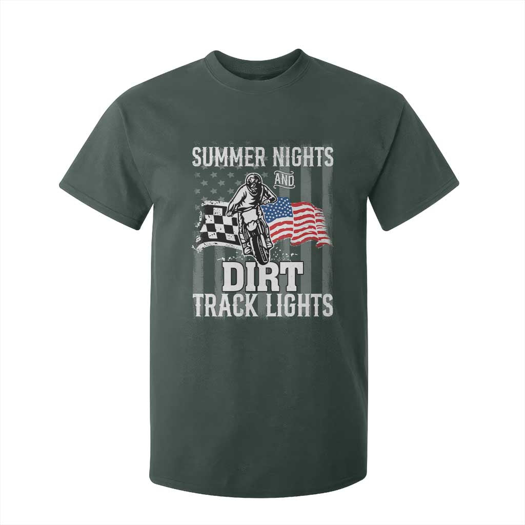 Dirt Bike T Shirt For Kid Summer Nights Dirt Track Lights Racing TS09 Dark Forest Green Print Your Wear
