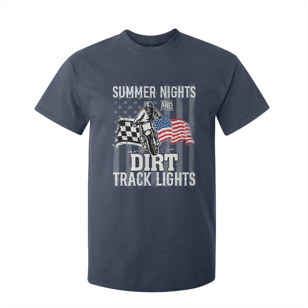 Dirt Bike T Shirt For Kid Summer Nights Dirt Track Lights Racing TS09 Navy Print Your Wear