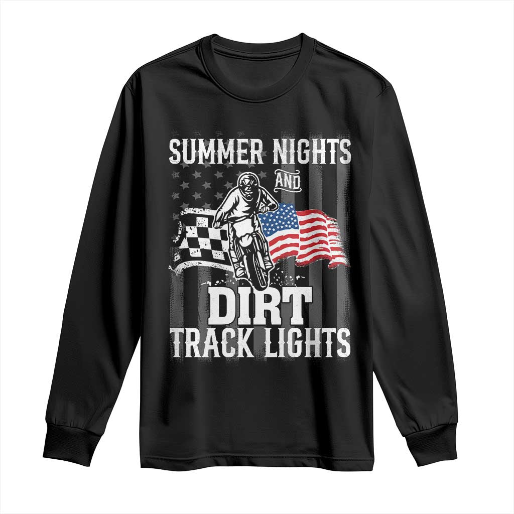 Dirt Bike Long Sleeve Shirt Summer Nights Dirt Track Lights Racing TS09 Black Print Your Wear