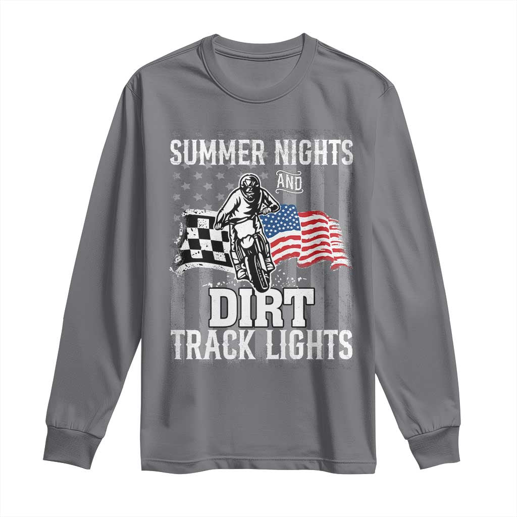 Dirt Bike Long Sleeve Shirt Summer Nights Dirt Track Lights Racing TS09 Charcoal Print Your Wear