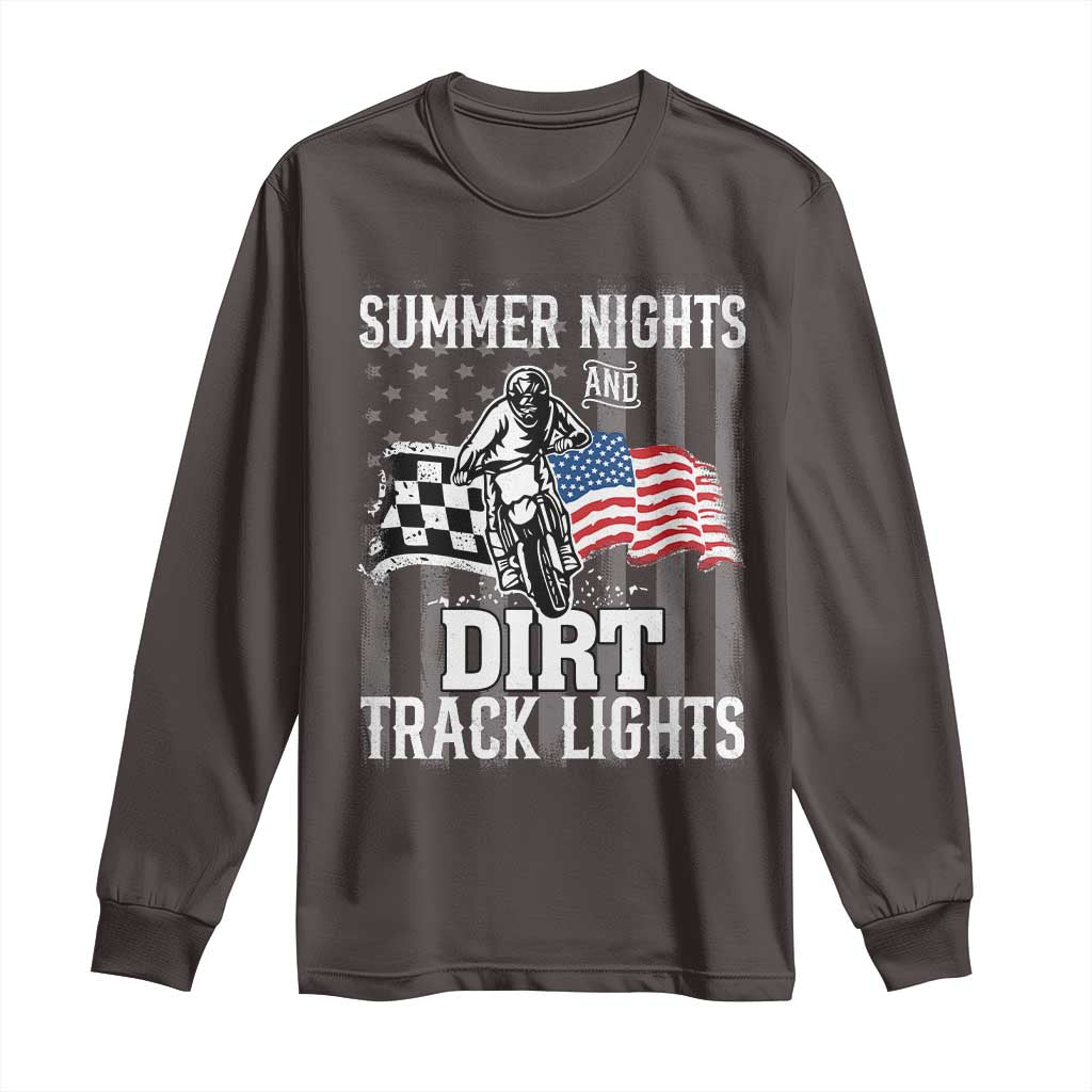 Dirt Bike Long Sleeve Shirt Summer Nights Dirt Track Lights Racing TS09 Dark Chocolate Print Your Wear