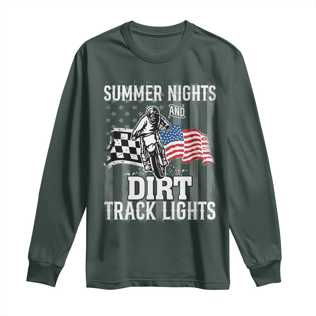 Dirt Bike Long Sleeve Shirt Summer Nights Dirt Track Lights Racing TS09 Dark Forest Green Print Your Wear
