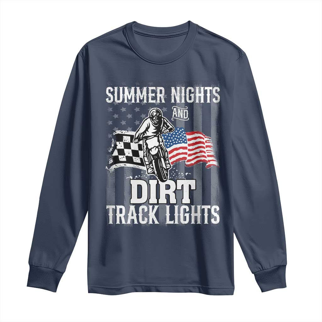 Dirt Bike Long Sleeve Shirt Summer Nights Dirt Track Lights Racing TS09 Navy Print Your Wear