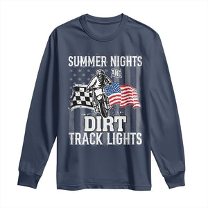 Dirt Bike Long Sleeve Shirt Summer Nights Dirt Track Lights Racing TS09 Navy Print Your Wear