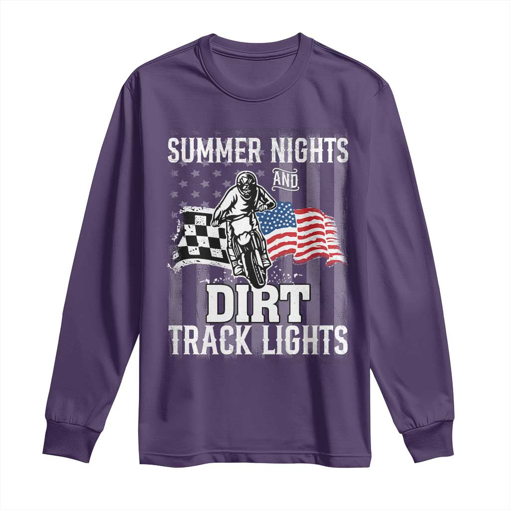 Dirt Bike Long Sleeve Shirt Summer Nights Dirt Track Lights Racing TS09 Purple Print Your Wear
