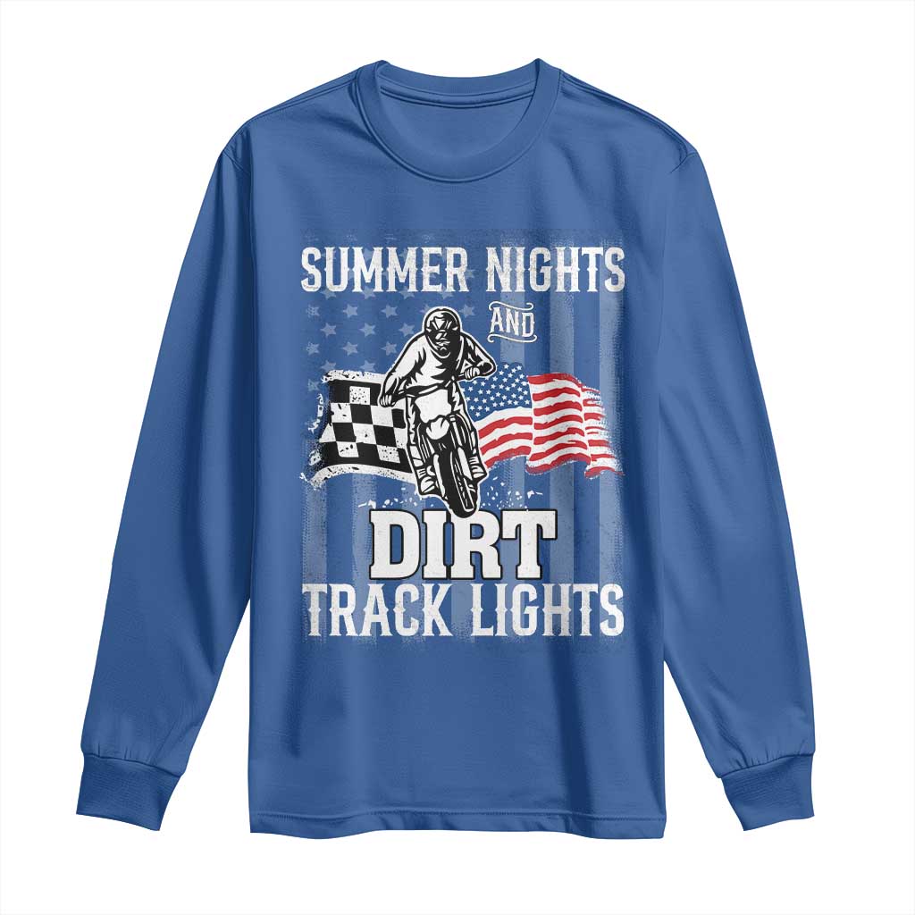 Dirt Bike Long Sleeve Shirt Summer Nights Dirt Track Lights Racing TS09 Royal Blue Print Your Wear