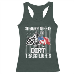 Dirt Bike Racerback Tank Top Summer Nights Dirt Track Lights Racing TS09 Dark Forest Green Print Your Wear