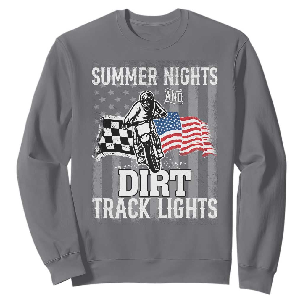 Dirt Bike Sweatshirt Summer Nights Dirt Track Lights Racing TS09 Charcoal Print Your Wear