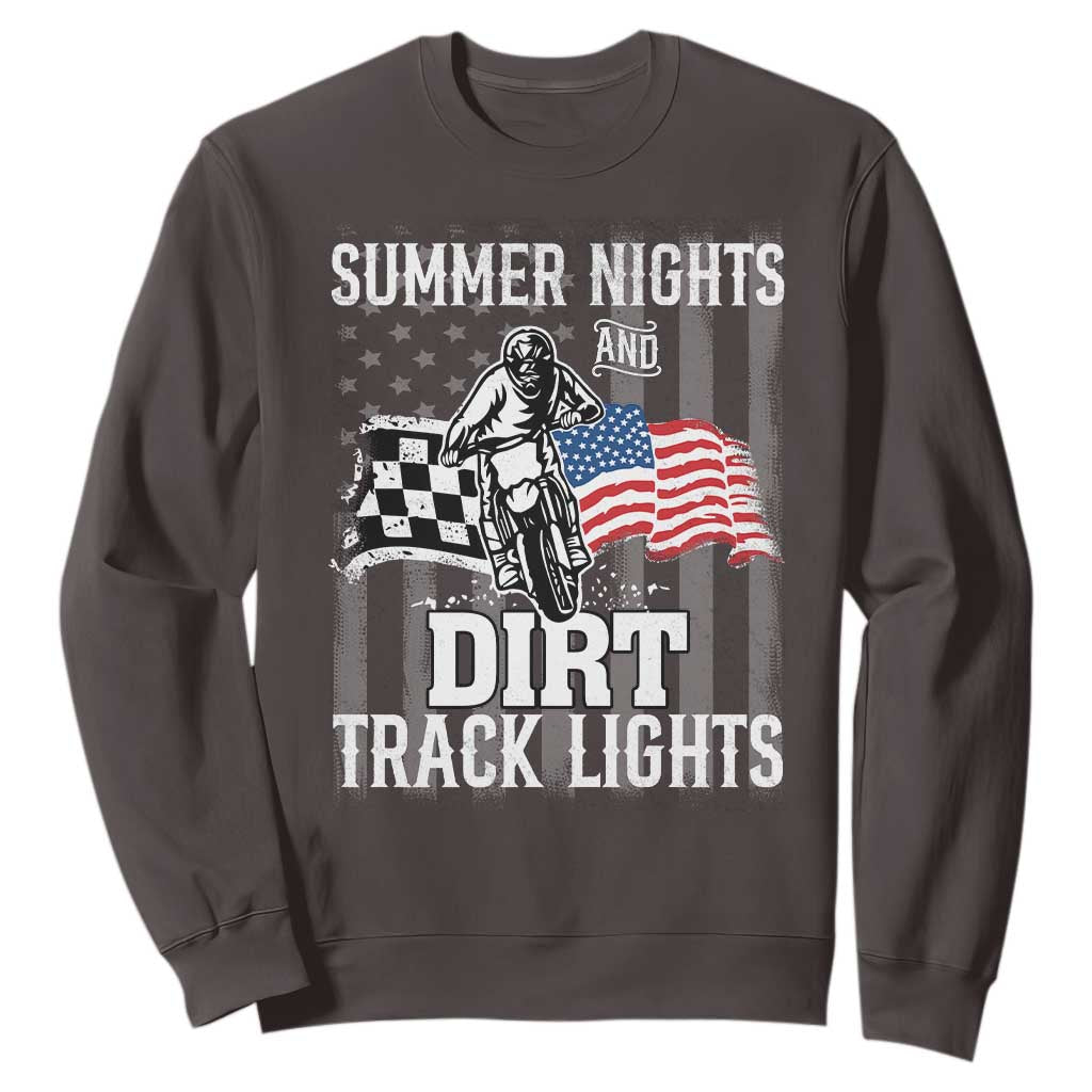 Dirt Bike Sweatshirt Summer Nights Dirt Track Lights Racing TS09 Dark Chocolate Print Your Wear