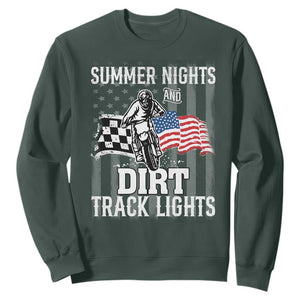 Dirt Bike Sweatshirt Summer Nights Dirt Track Lights Racing TS09 Dark Forest Green Print Your Wear