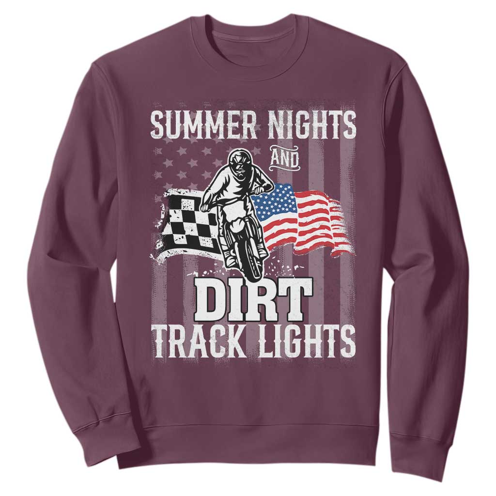 Dirt Bike Sweatshirt Summer Nights Dirt Track Lights Racing TS09 Maroon Print Your Wear