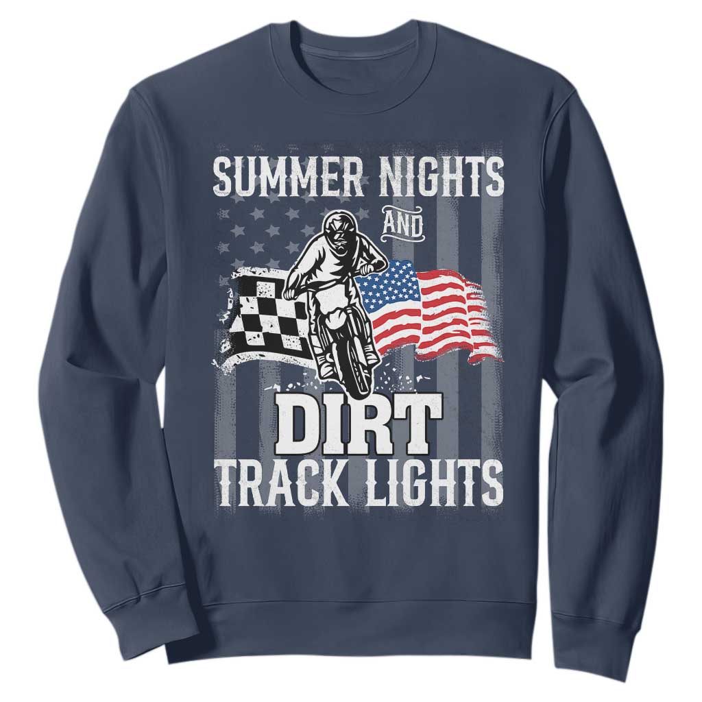 Dirt Bike Sweatshirt Summer Nights Dirt Track Lights Racing TS09 Navy Print Your Wear