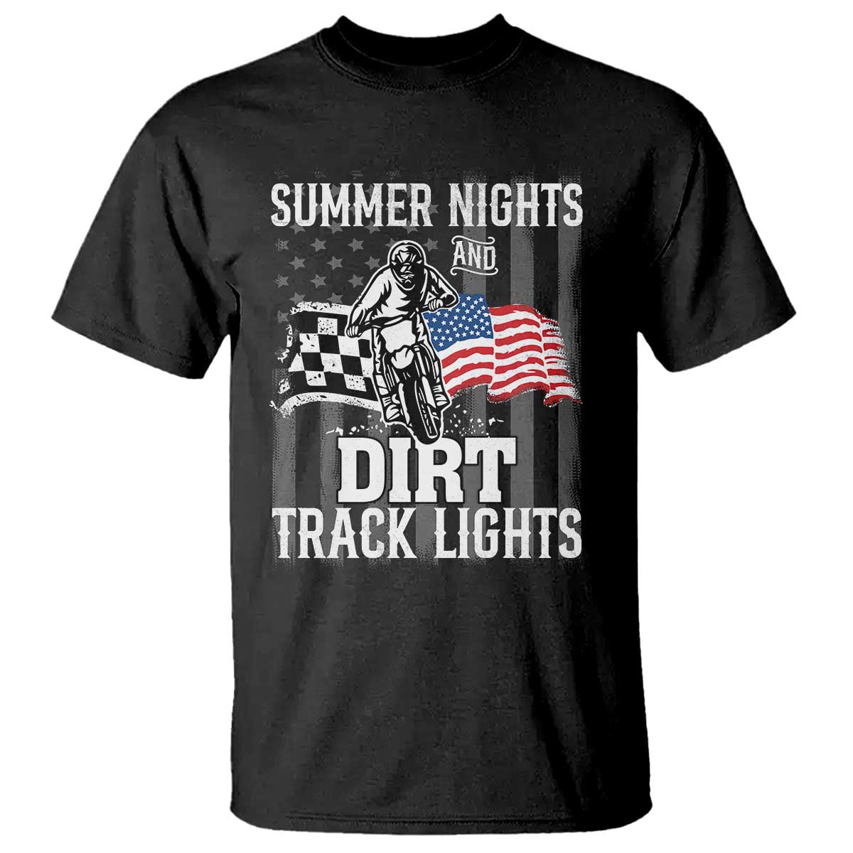 Dirt Bike T Shirt Summer Nights Dirt Track Lights Racing TS09 Black Print Your Wear