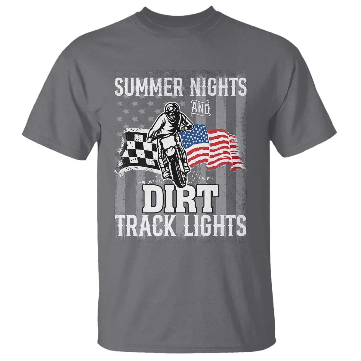 Dirt Bike T Shirt Summer Nights Dirt Track Lights Racing TS09 Charcoal Print Your Wear