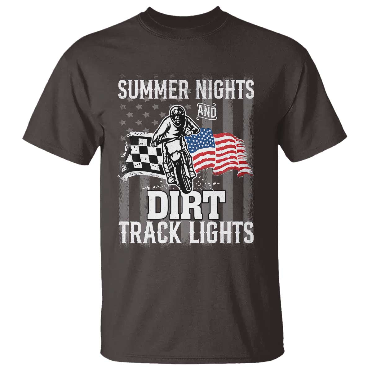 Dirt Bike T Shirt Summer Nights Dirt Track Lights Racing TS09 Dark Chocolate Print Your Wear