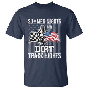 Dirt Bike T Shirt Summer Nights Dirt Track Lights Racing TS09 Navy Print Your Wear