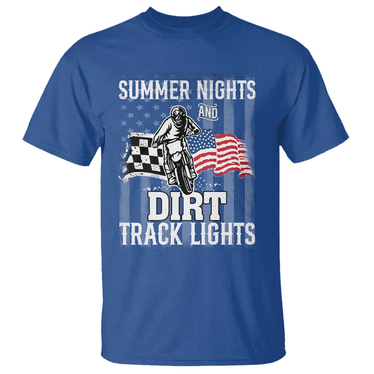 Dirt Bike T Shirt Summer Nights Dirt Track Lights Racing TS09 Royal Blue Print Your Wear
