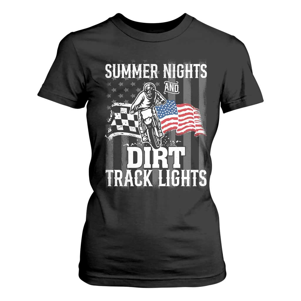 Dirt Bike T Shirt For Women Summer Nights Dirt Track Lights Racing TS09 Black Print Your Wear