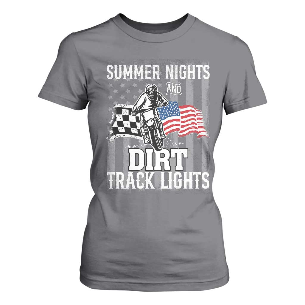 Dirt Bike T Shirt For Women Summer Nights Dirt Track Lights Racing TS09 Charcoal Print Your Wear