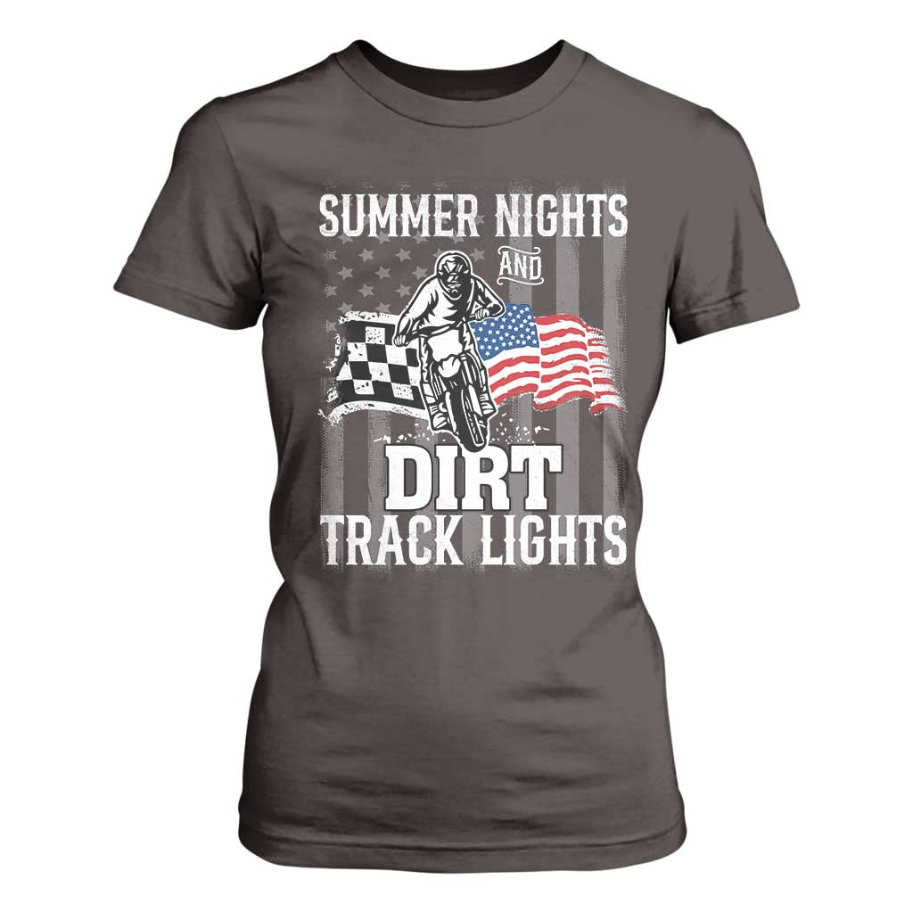 Dirt Bike T Shirt For Women Summer Nights Dirt Track Lights Racing TS09 Dark Chocolate Print Your Wear