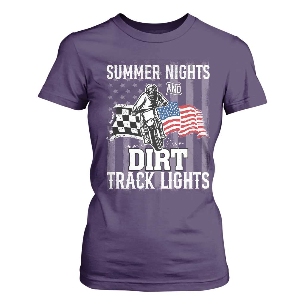 Dirt Bike T Shirt For Women Summer Nights Dirt Track Lights Racing TS09 Purple Print Your Wear
