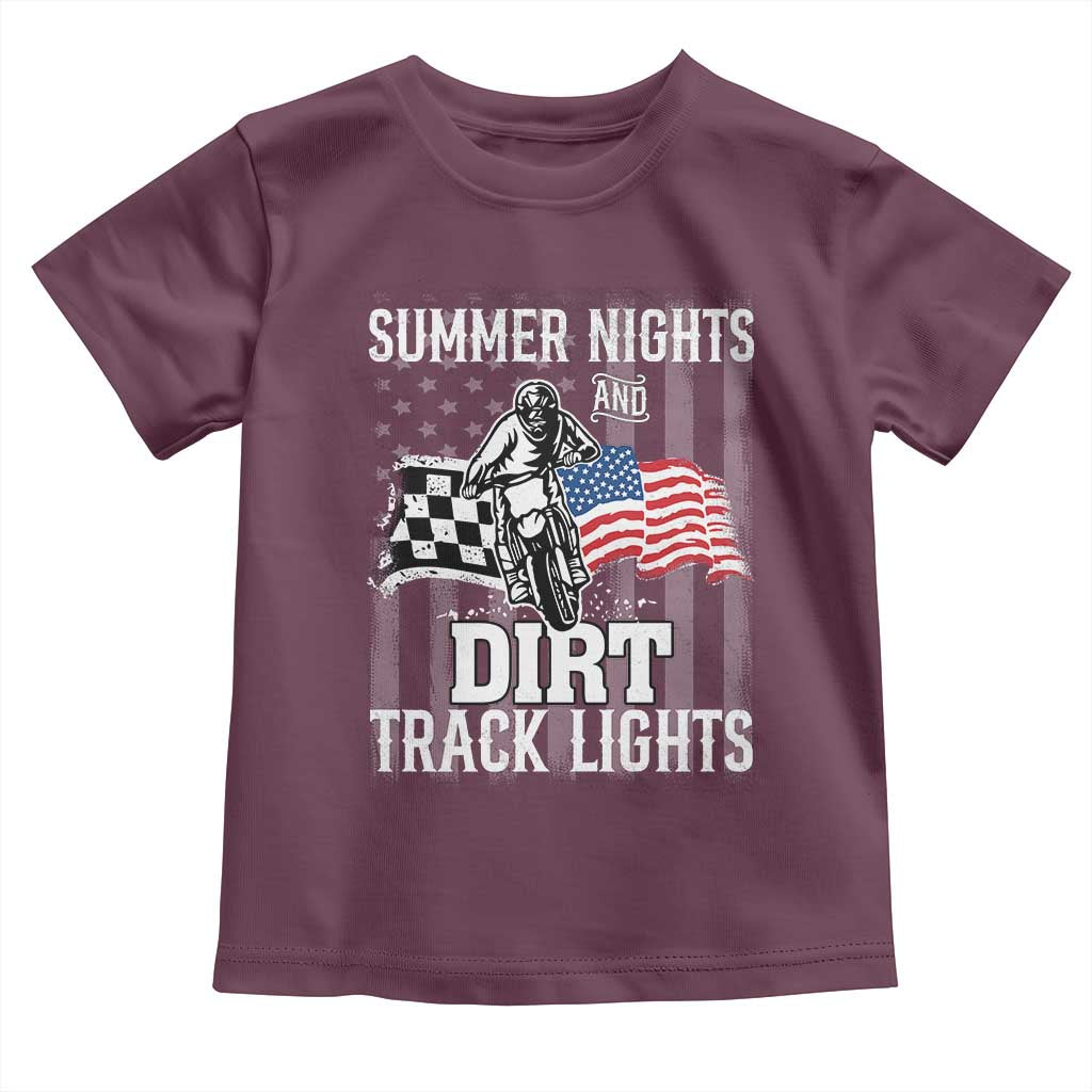 Dirt Bike Toddler T Shirt Summer Nights Dirt Track Lights Racing TS09 Maroon Print Your Wear