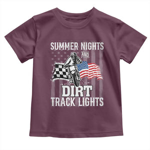 Dirt Bike Toddler T Shirt Summer Nights Dirt Track Lights Racing TS09 Maroon Print Your Wear