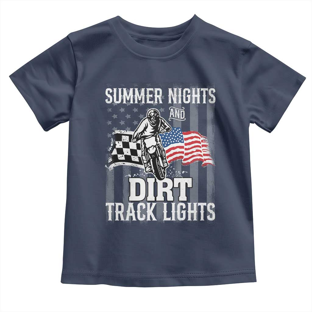 Dirt Bike Toddler T Shirt Summer Nights Dirt Track Lights Racing TS09 Navy Print Your Wear